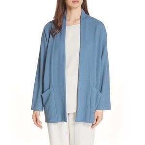 Eileen Fisher Cardigan M Medium Blue Open Front Kimono Pockets Oversized Layered